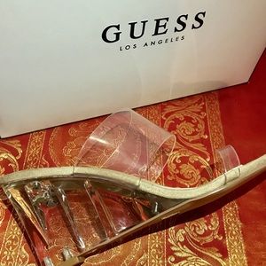 Guess glass shoes/wedges size 8